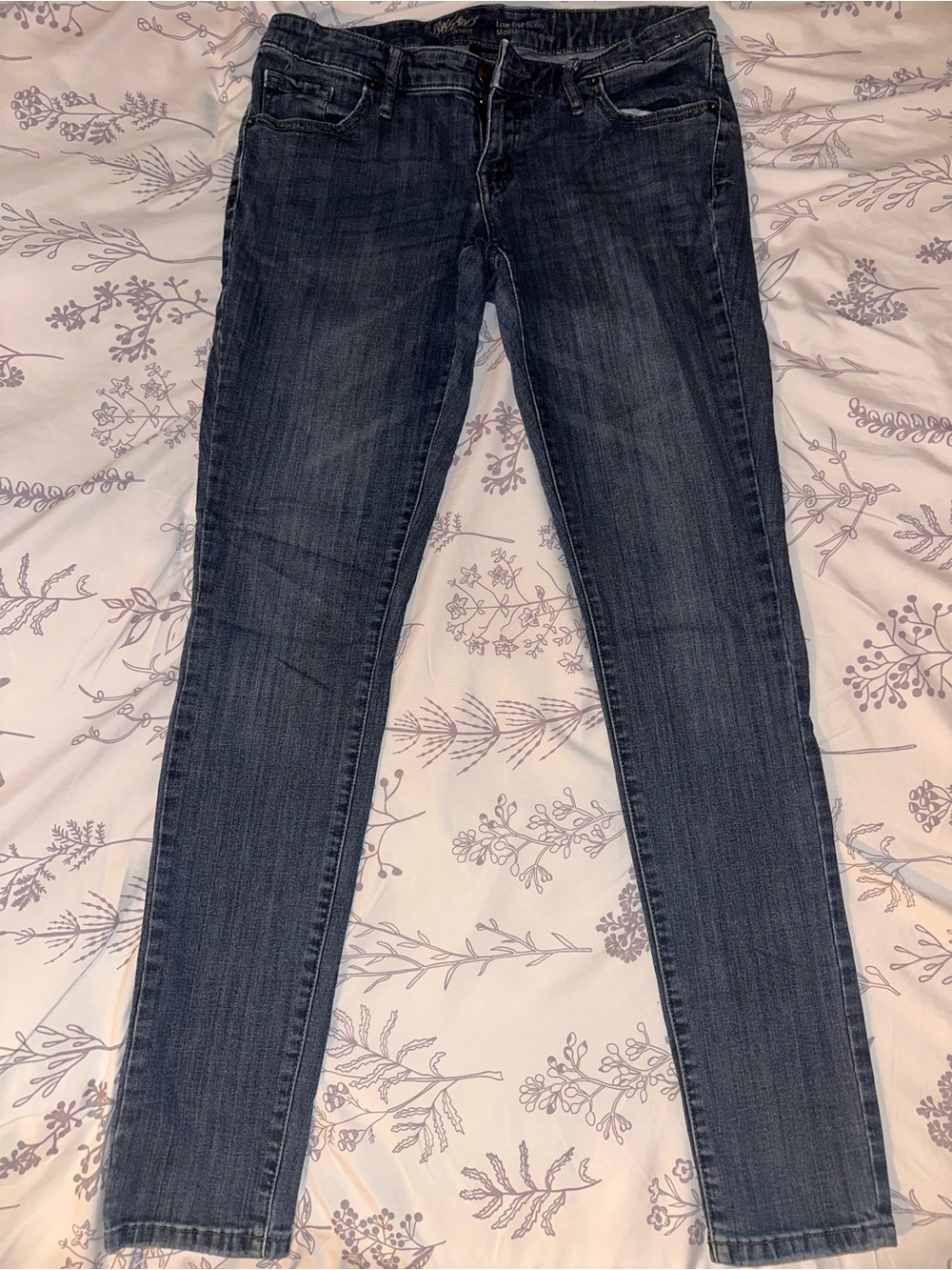 Mossimo Supply Co. Denim Low Rise Skinny Jeans 10/30R Medium Wash Super Stretch